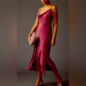 Anthropologie Elyse Satin slip midi dress size M